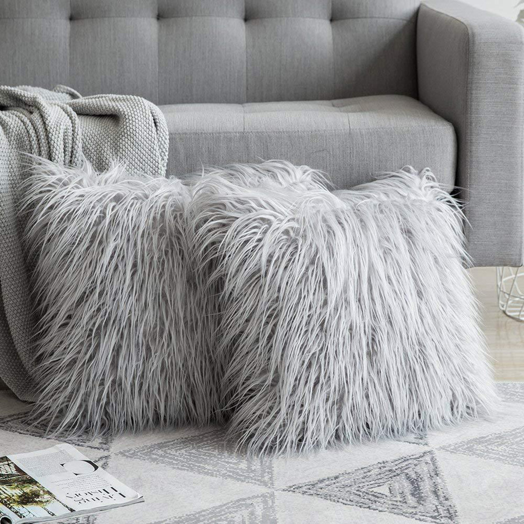 Luxury Home Textiles Usa - Soft Long Fur Fluffy Sofa Pillowcase