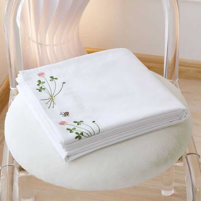 Luxury Home Textiles Usa - Pure White Bedding Sheet Floral Embroidery
