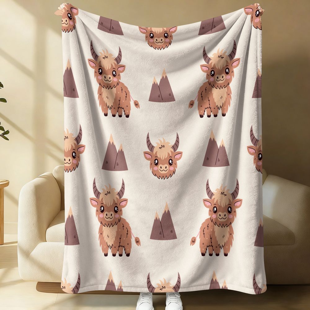 Cute Highland Cow Print Flanne - Highland Home Textiles recension och pris