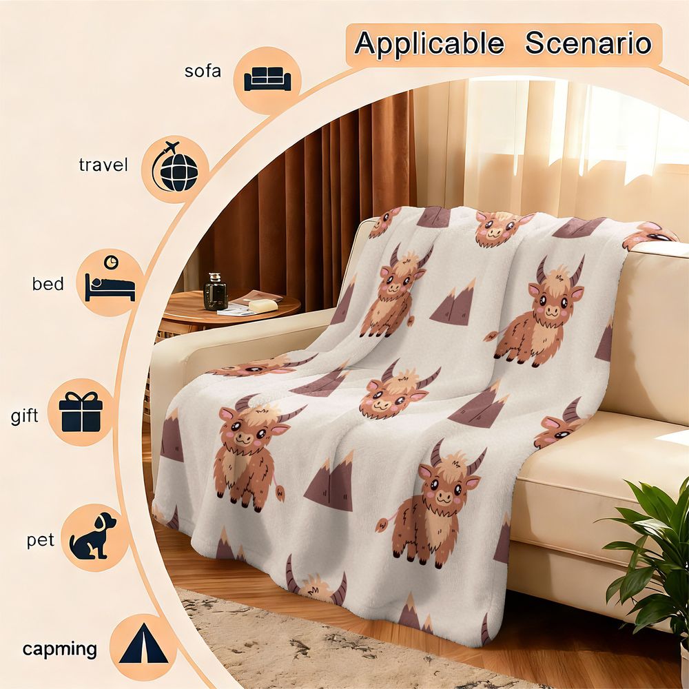 Cute Highland Cow Print Flanne - Highland Home Textiles recension och pris