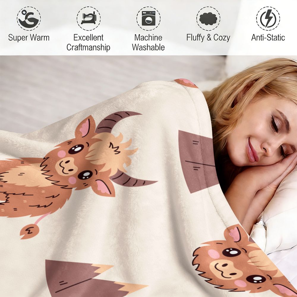 Cute Highland Cow Print Flanne - Highland Home Textiles recension och pris