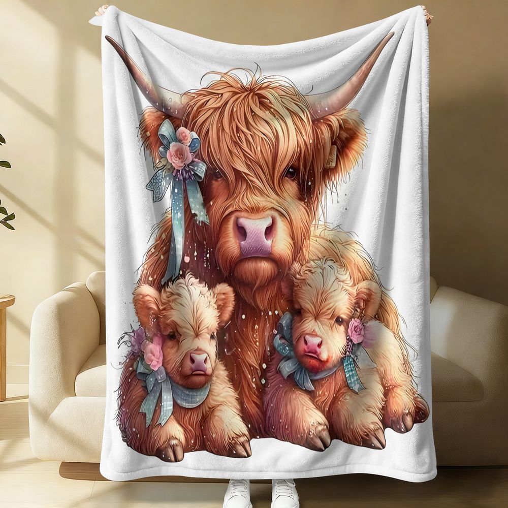 Highland Cow Print Blanket Fla - Highland Home Textiles recension och pris