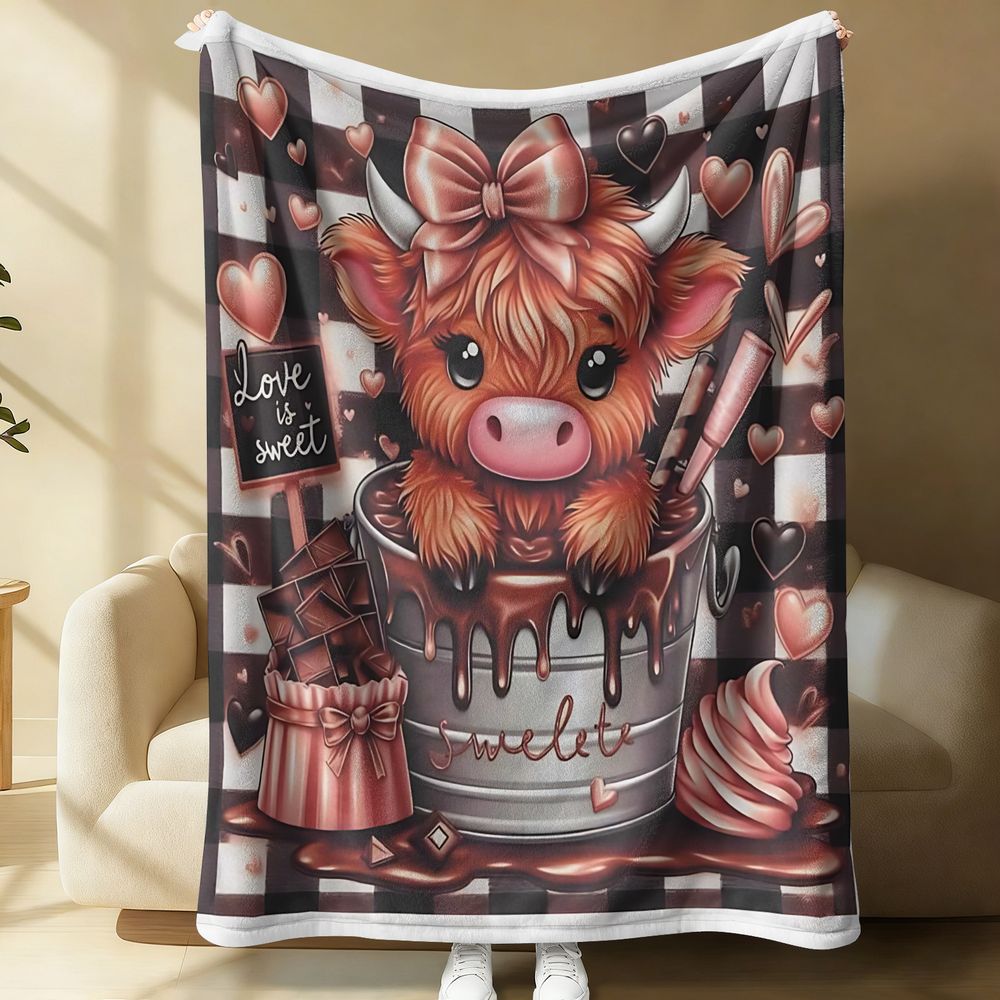 Cute Highland Cattle Printed F - Highland Home Textiles recension och pris
