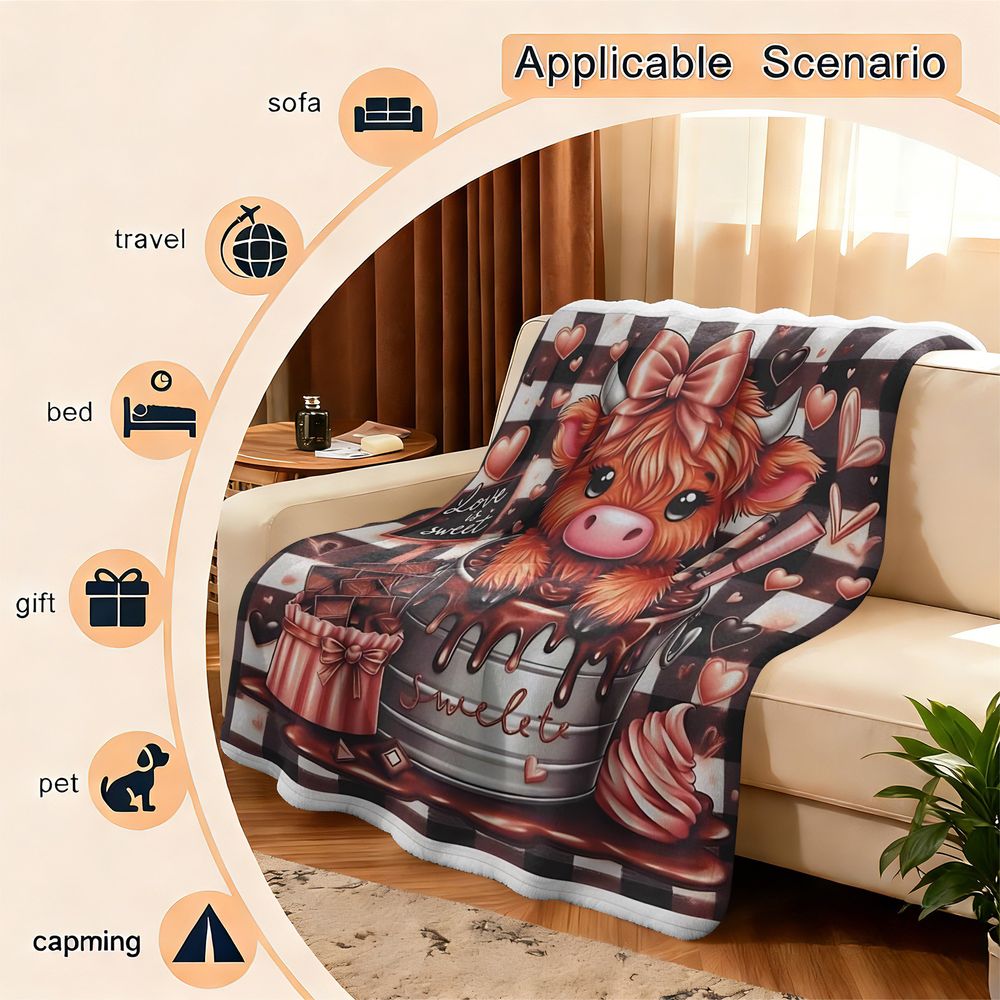 Cute Highland Cattle Printed F - Highland Home Textiles recension och pris