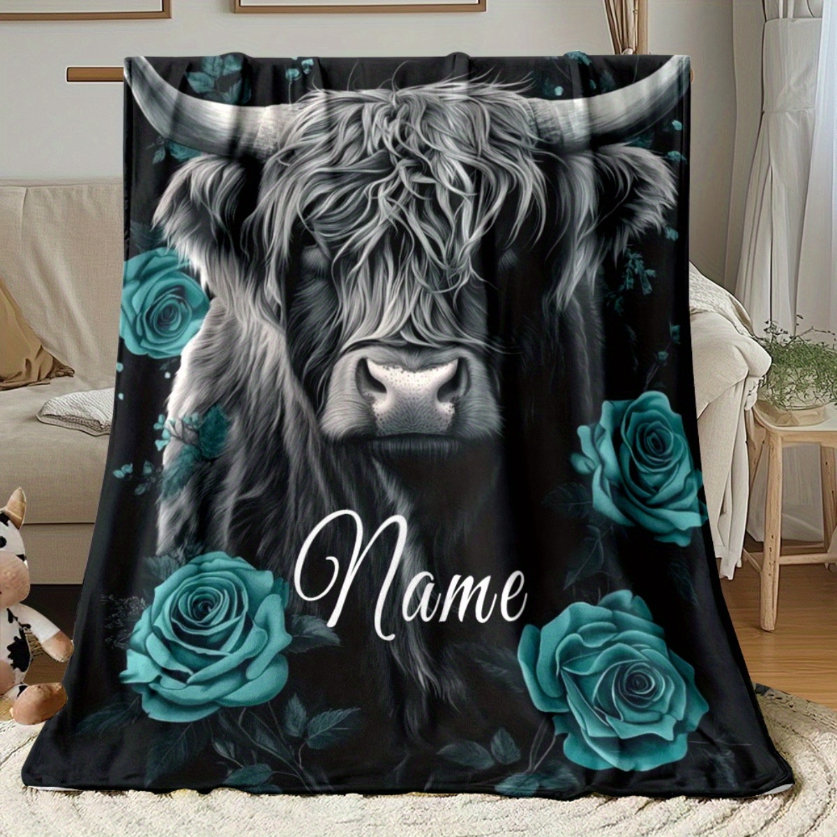 Personalized Highland Cow Blan - Highland Home Textiles recension och pris