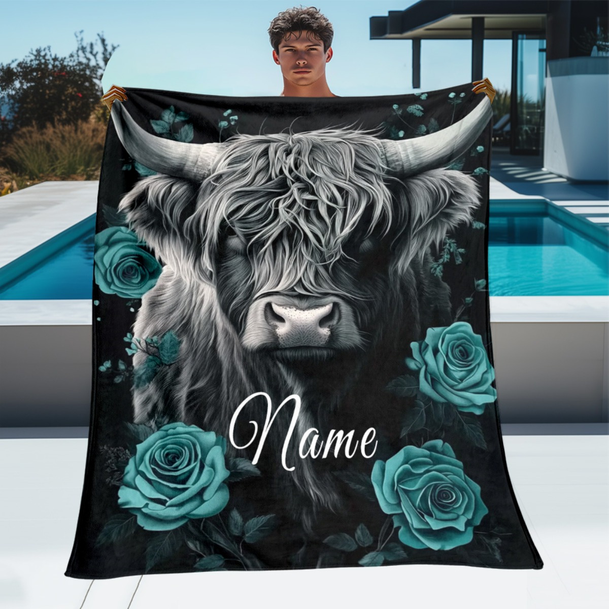 Personalized Highland Cow Blan - Highland Home Textiles recension och pris
