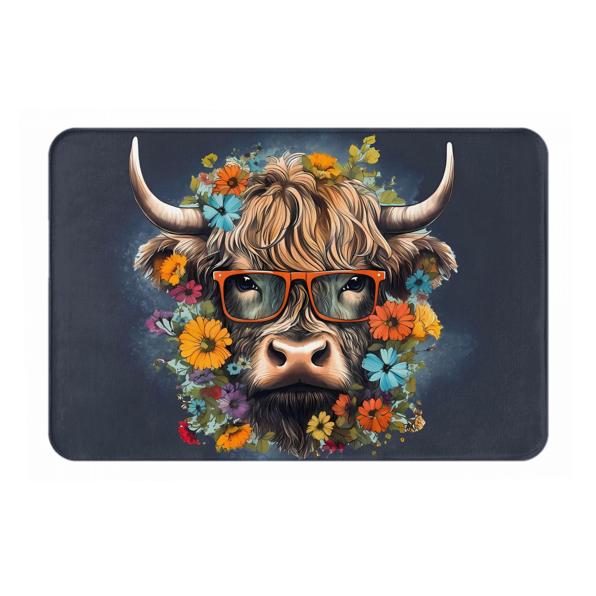 Highland Cow With Glasses Flor - Highland Home Textiles recension och pris