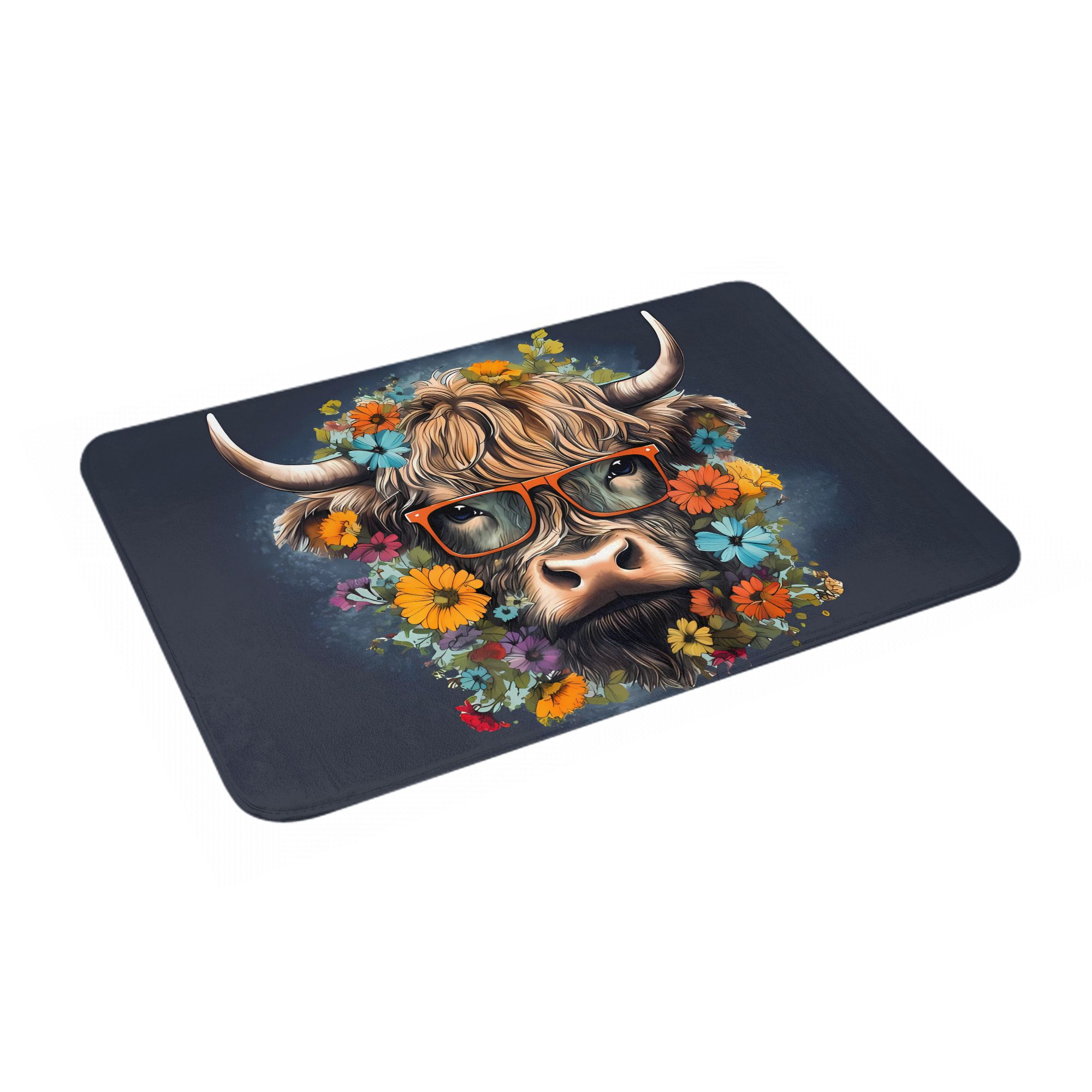 Highland Cow With Glasses Flor - Highland Home Textiles recension och pris