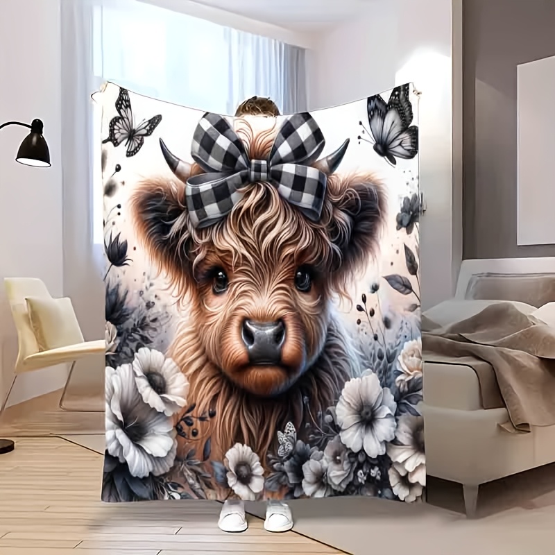 Highland Cow Plaid Blanket - C - Highland Home Textiles recension och pris