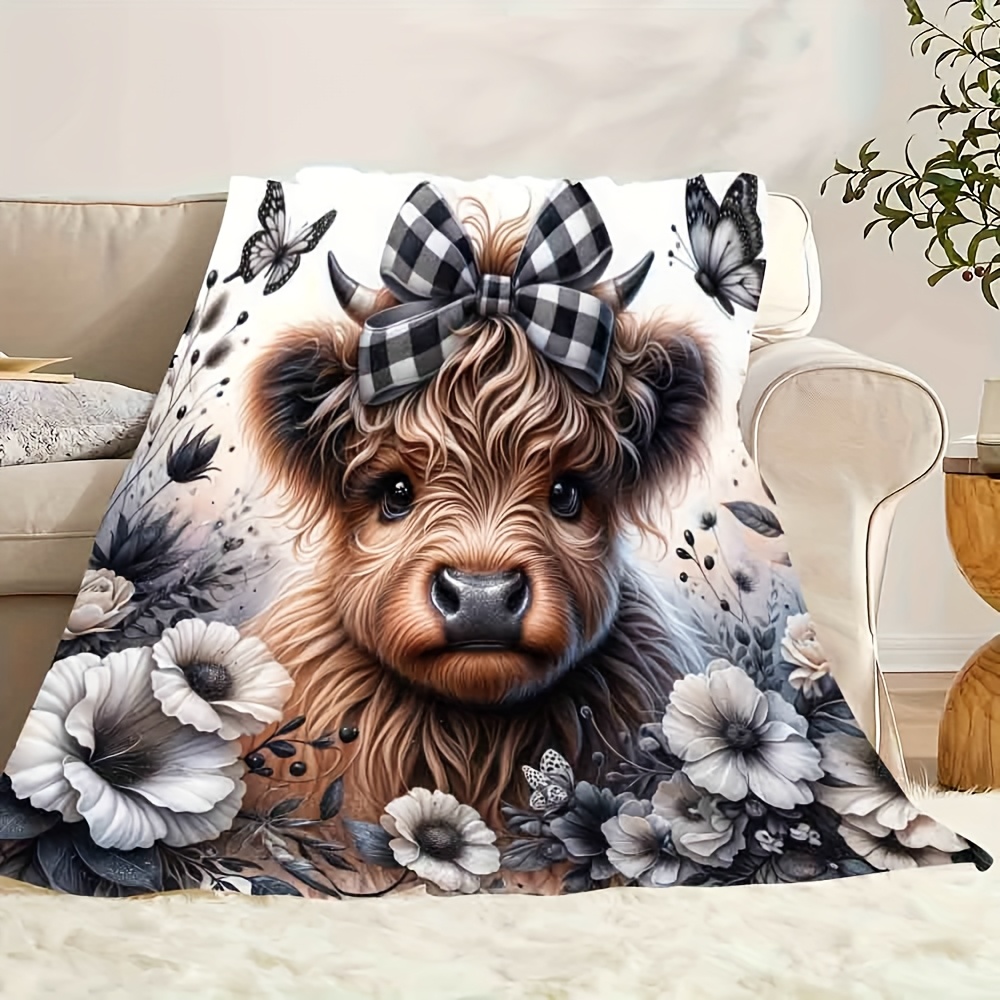 Highland Cow Plaid Blanket - C - Highland Home Textiles recension och pris