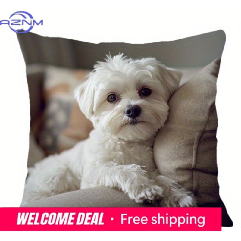 Maltese Dog Photo Print Cushio - Home Textiles Photos recension och pris