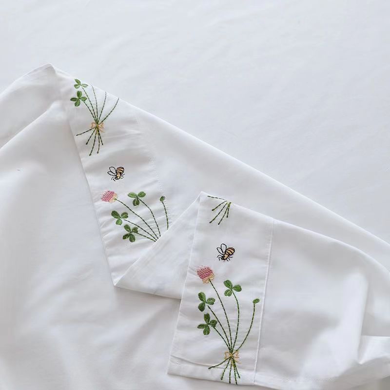 Pure White Bedding Sheet Flora - Luxury Home Textiles Usa recension och pris