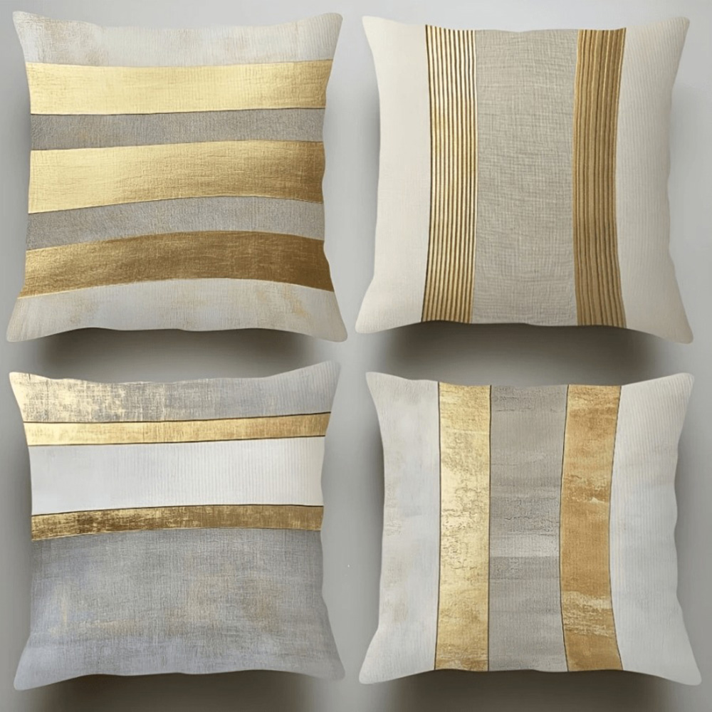 Glamorous Gold and Neutral Str - Luxury Home Textiles Usa recension och pris