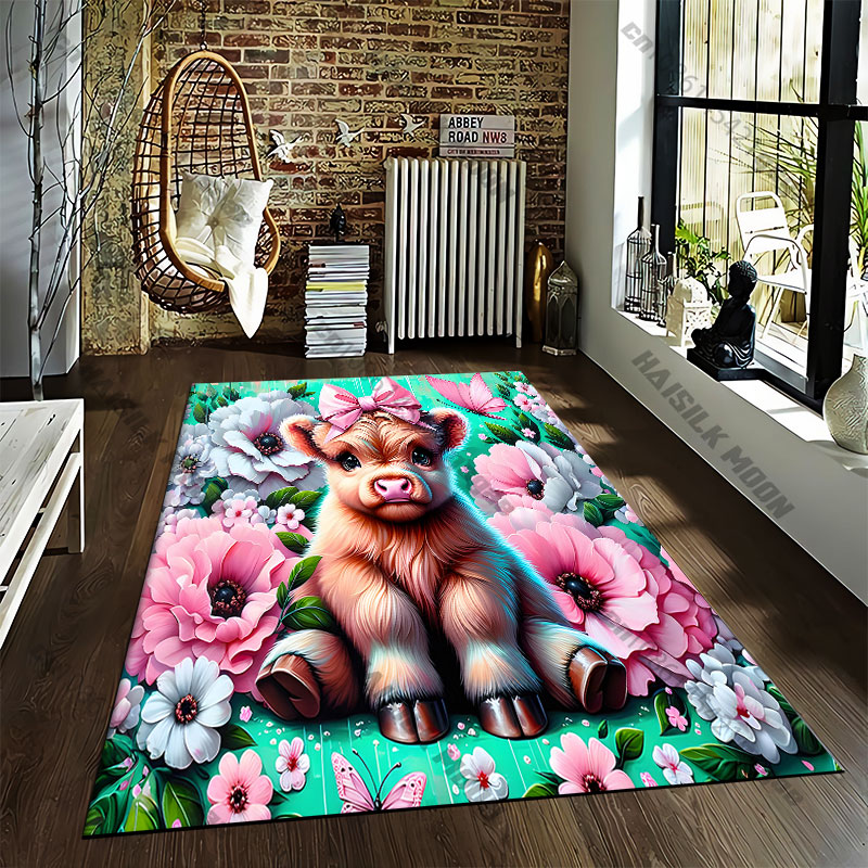 Highland calf flowers wooden b - Highland Home Textiles recension och pris