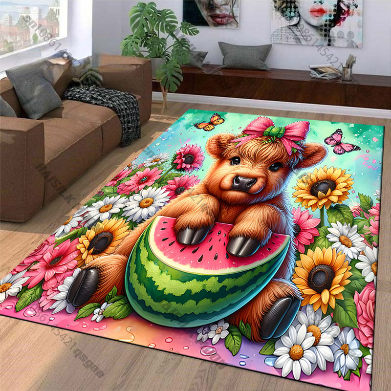 Highland calf flowers wooden b - Highland Home Textiles recension och pris