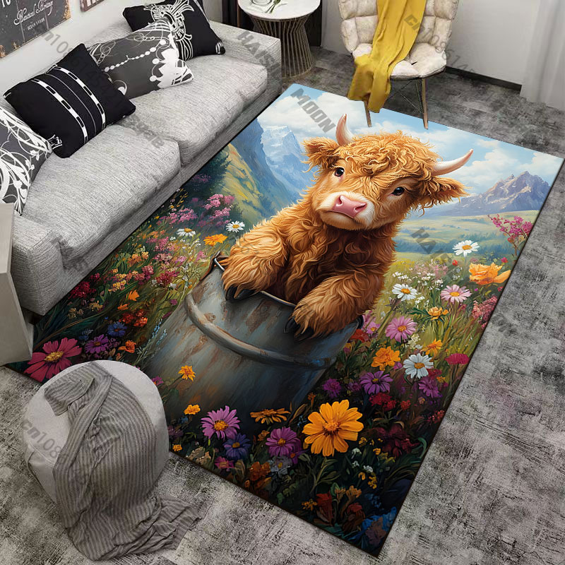 Highland calf flowers wooden b - Highland Home Textiles recension och pris